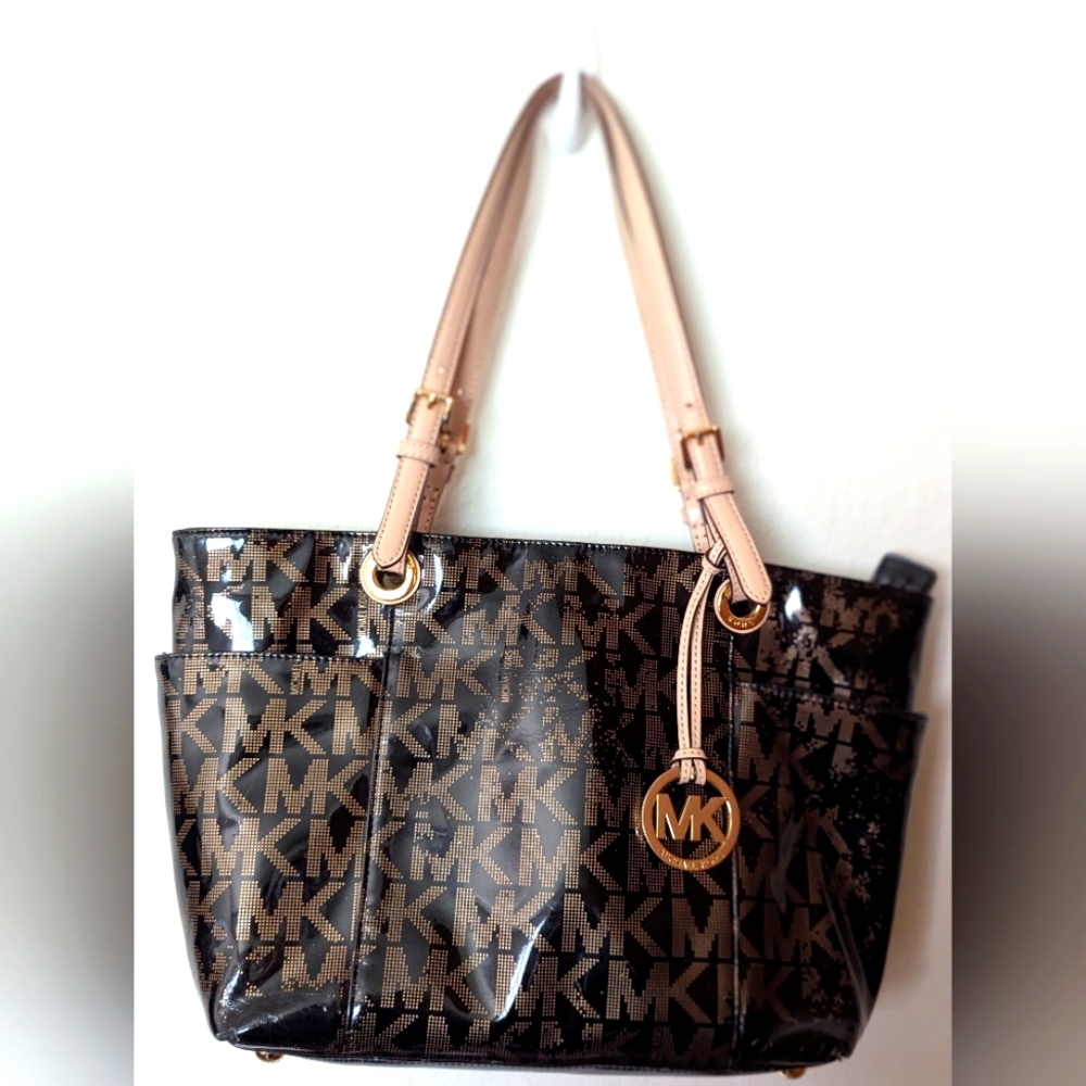Michael Kors Black and Tan Signature Tote Bag